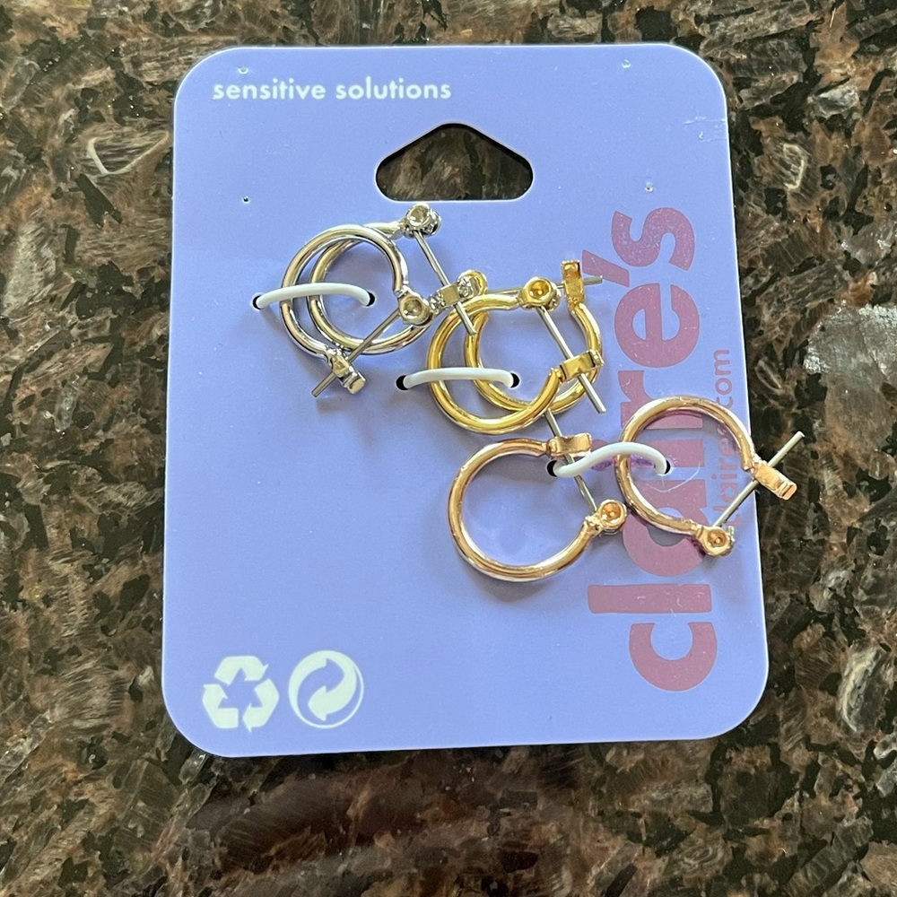$3 with Purchase: Claire’s 3 pack Hoop Earrings